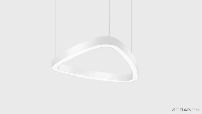Треугольный подвесной светильник TRIANGOLO SOFT PRO M 4000K 53W, корпус черный
