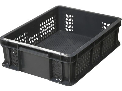 Ящик перфорированный 400×300×120, арт.: 701.01.02, объём 10.6, чёрный, код: 19528