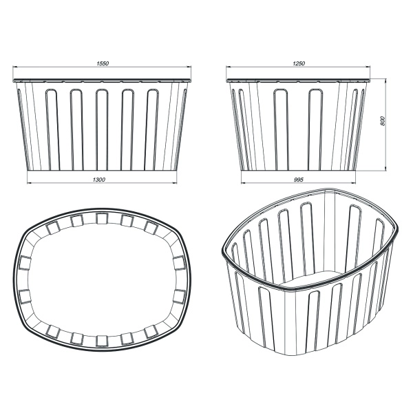 Ванна 1000л синяя