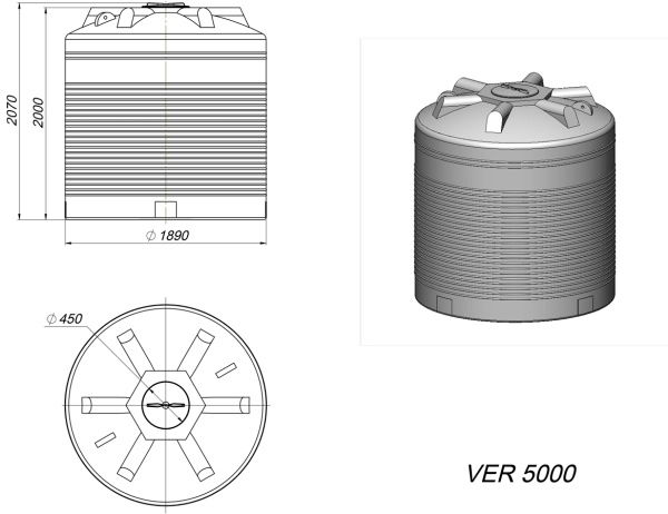 Емкость VER 5000 КАС красная