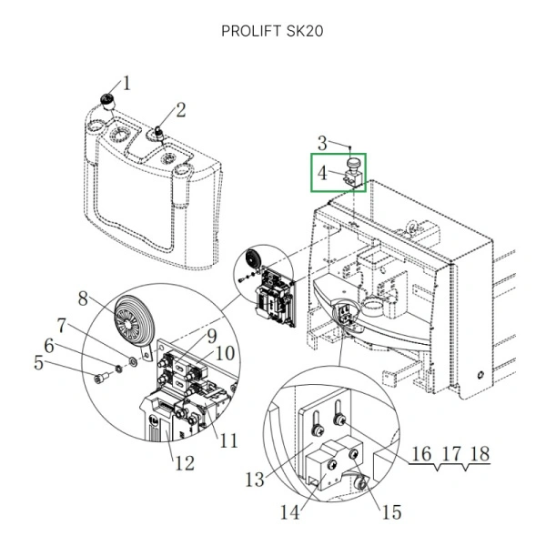 Аварийный выключатель для штабелеров SDR/SDK и SPN, для тележек SK20