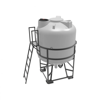 Емкость ЦКТ 5000 л с патрубком 160мм под плотность до 1,5 г/см³ белая в обрешетке с лестницей