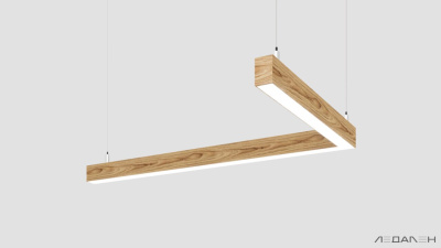 L-образный светильник WOOD ANGLE L 6000K 65W Ясень оливковый, корпус 